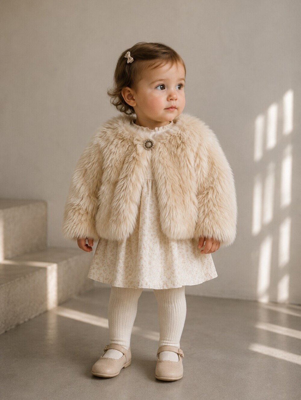 Baby Gap NWT Faux Fur Shrug Jacket 12-24M Cream Ivory Bolero Holiday Coat